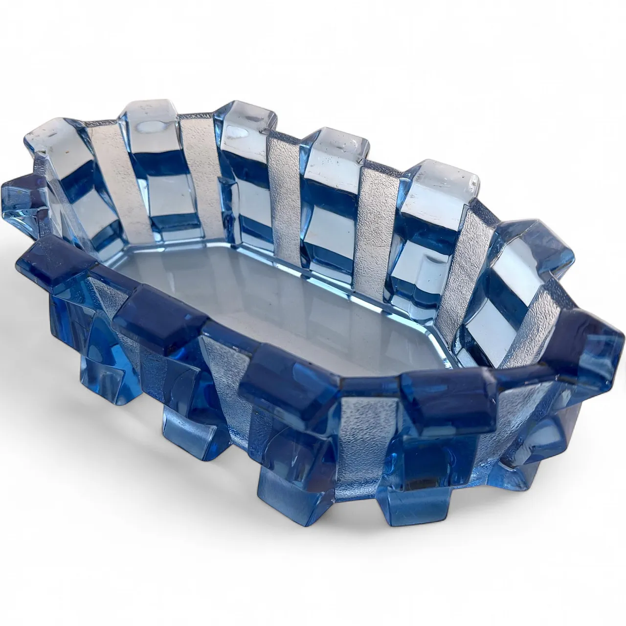 Art Deco Blue Glass Centerpiece Bowl by Rudolf Schrötter, 1970s 13