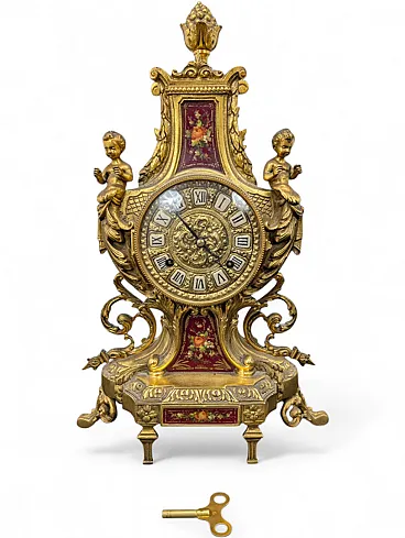 Louis XV style brass table clock