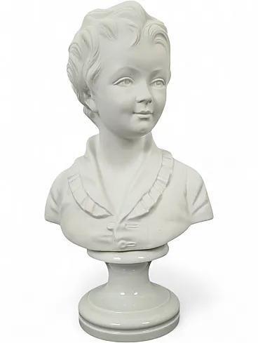White bust of a Limonges boy in biscuit porcelain