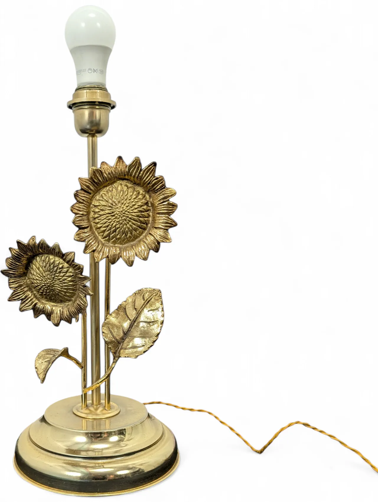 Sunflower patterned brass table lamp 8