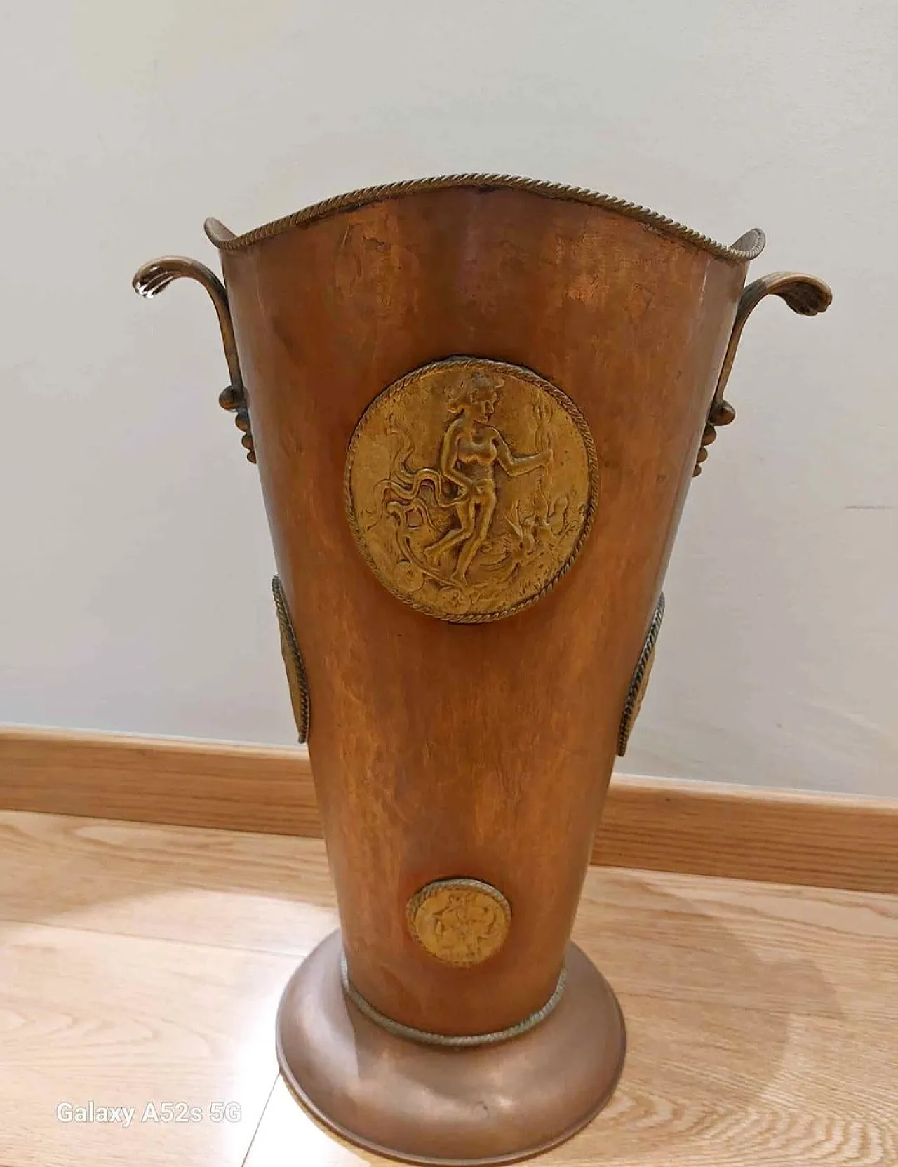 Copper and Brass Umbrella Stand, 1930s 2