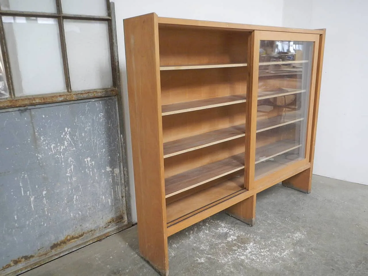 Fir blockboard bookcase 1970 4