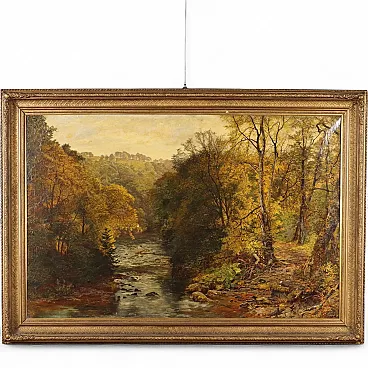 Dipinto grande paesaggio boschivo, '800