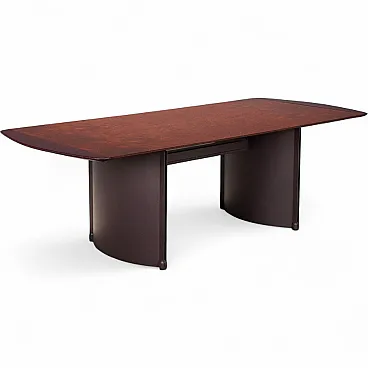 Tavolo da ufficio in legno con gambe in metallo, anni '80