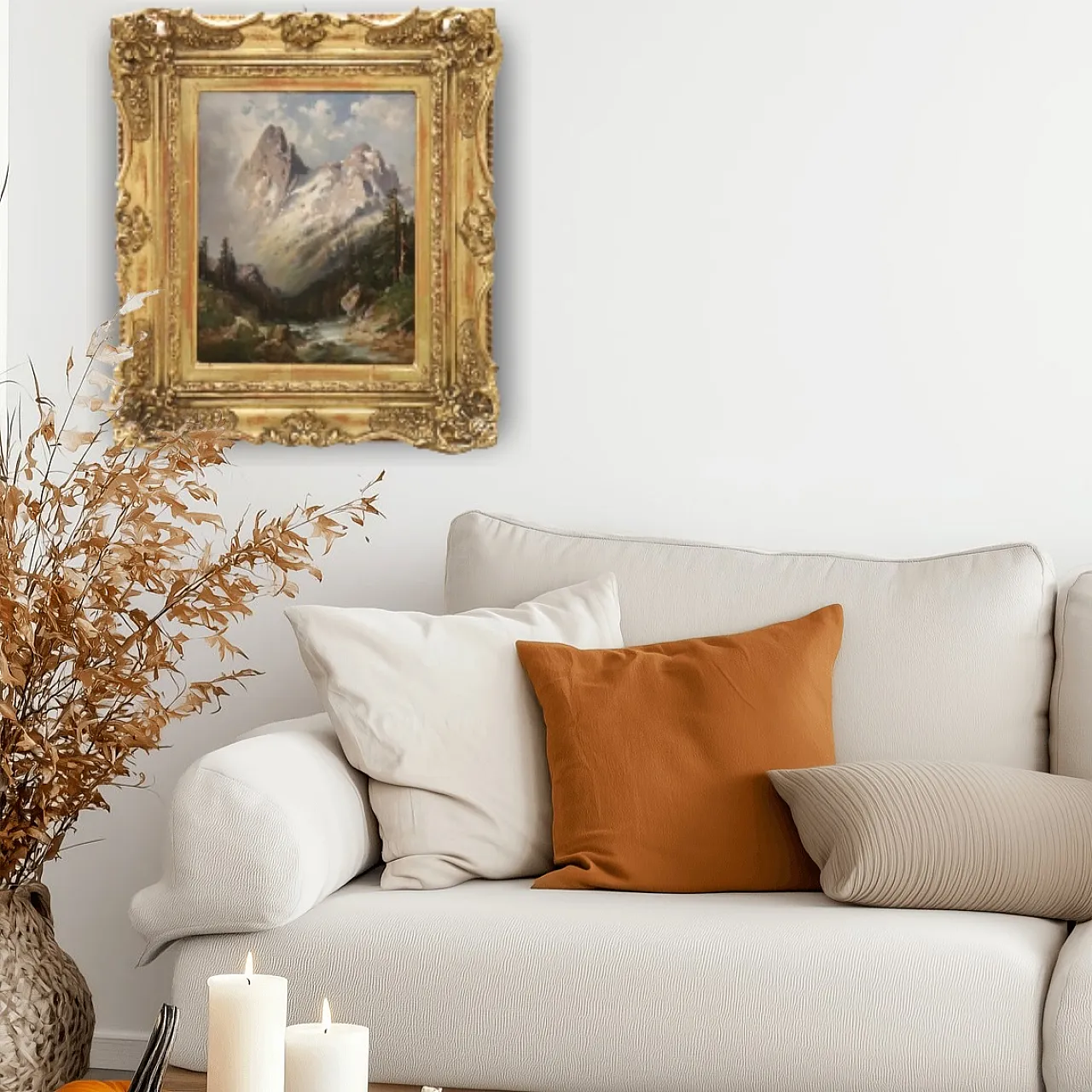 Oil painting on plywood, mountain landscape, 1972 2