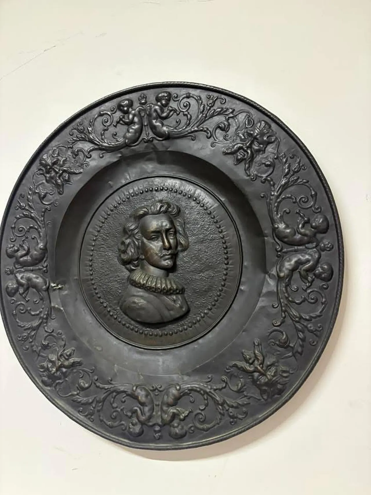 Piatto in bronzo e ottone, anni '30 3
