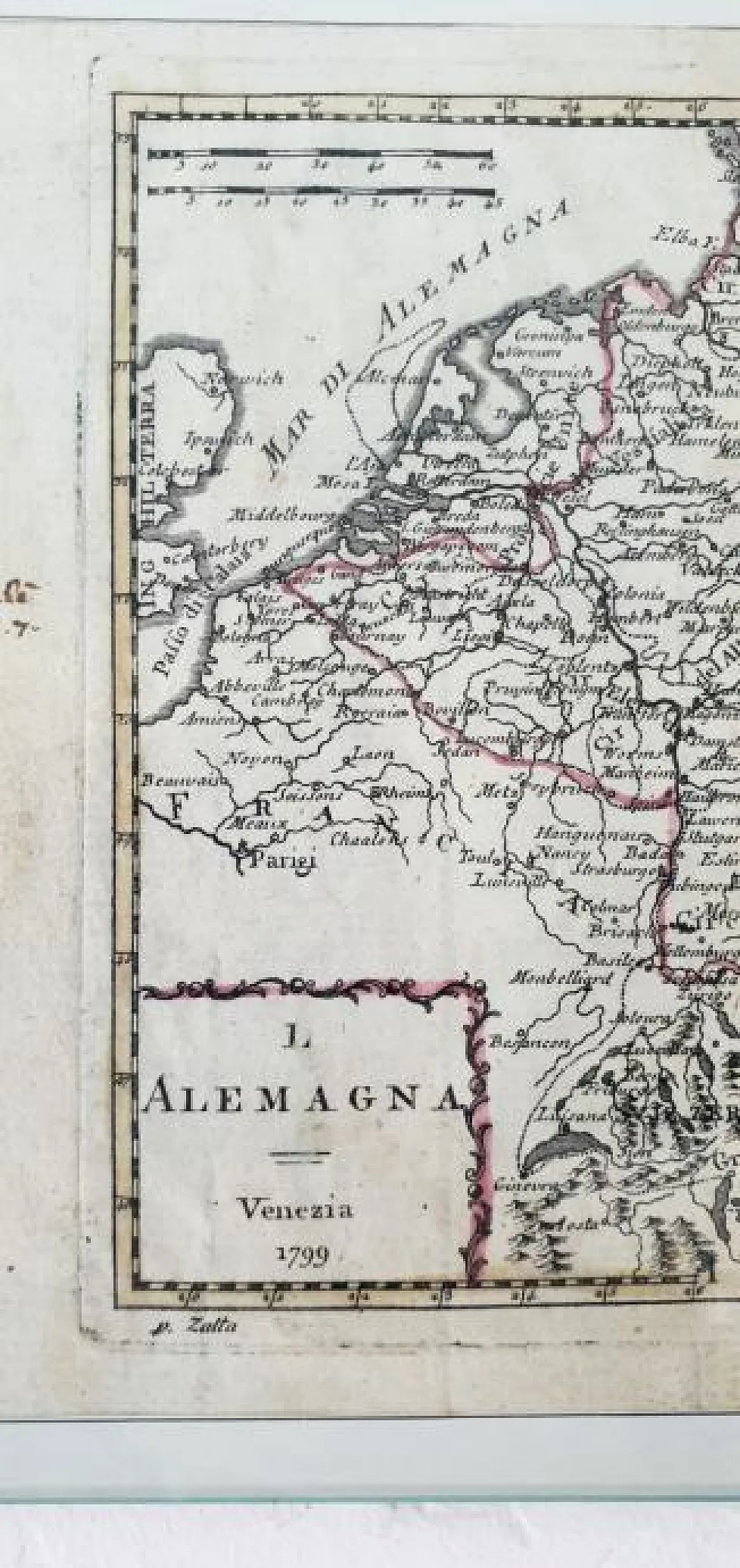 Antonio Zatta, L'Alemagna — Engraving on an antique framed Venetian map from 1799 3