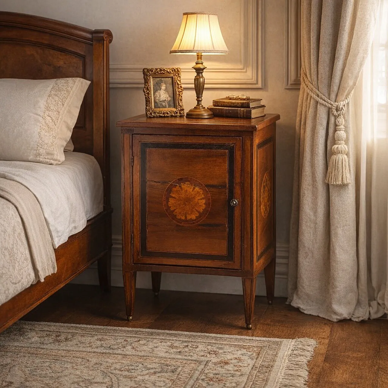 Comodino Neoclassico in noce, fine '700 2