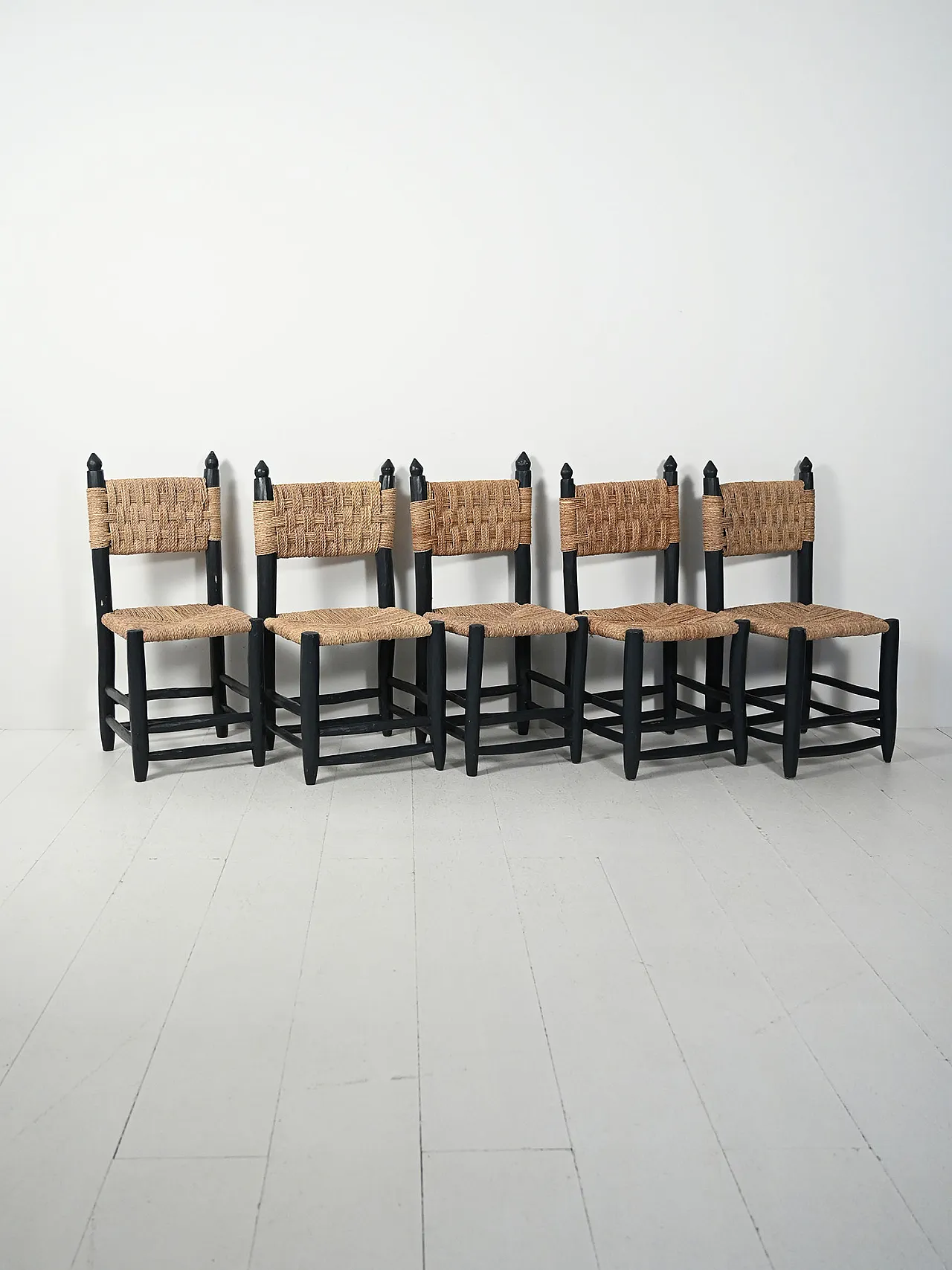 5 wooden Moroccan chairs, 70s 2