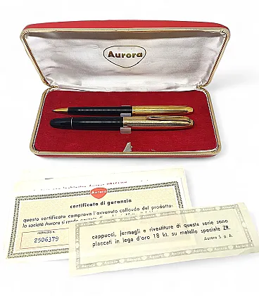 AURORA 88K FOUNTAIN PEN + PENCIL SET, VINTAGE '50s