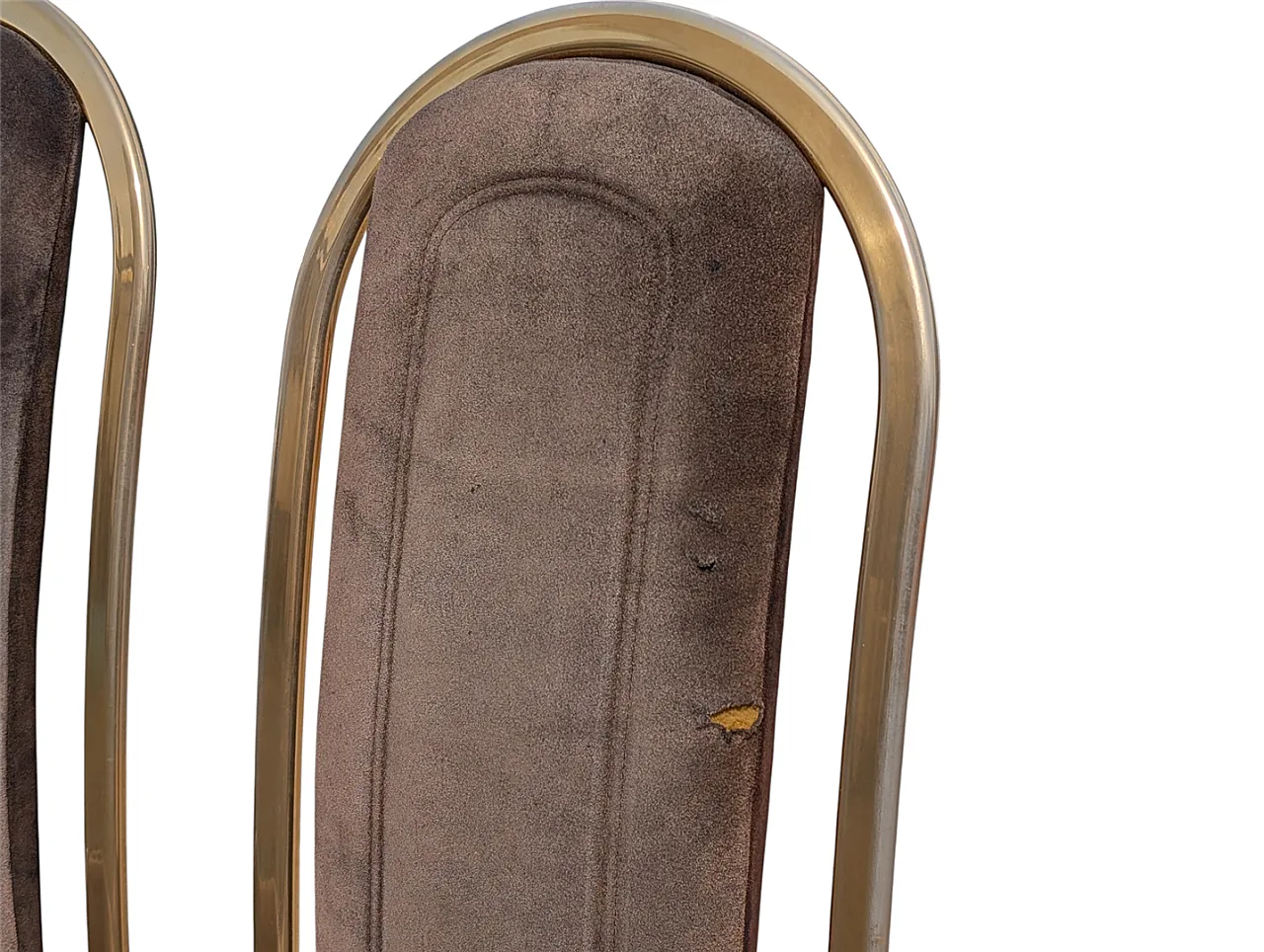 Set of 4 70s fabric and brass chairs 4