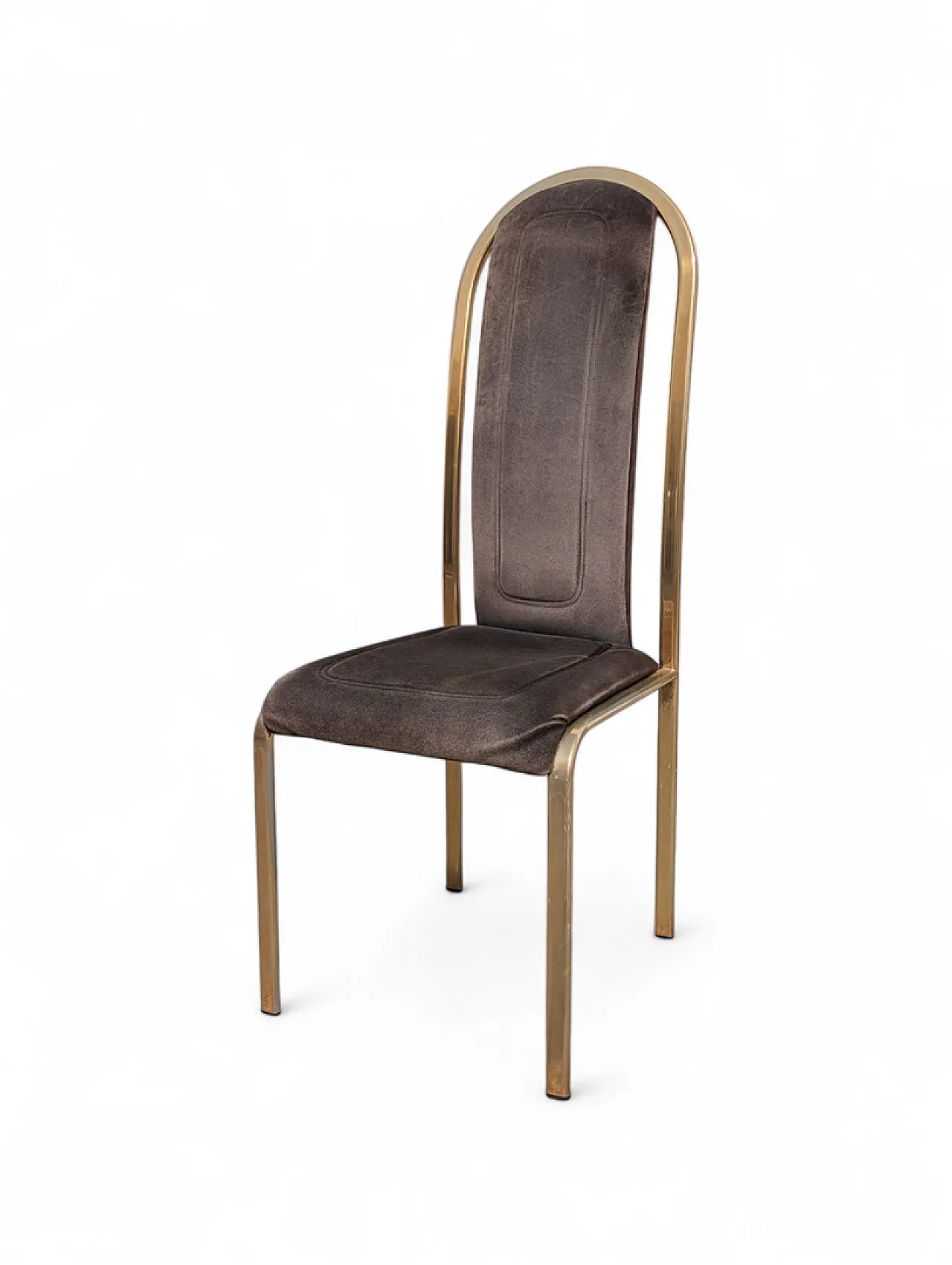 Set of 4 70s fabric and brass chairs 8
