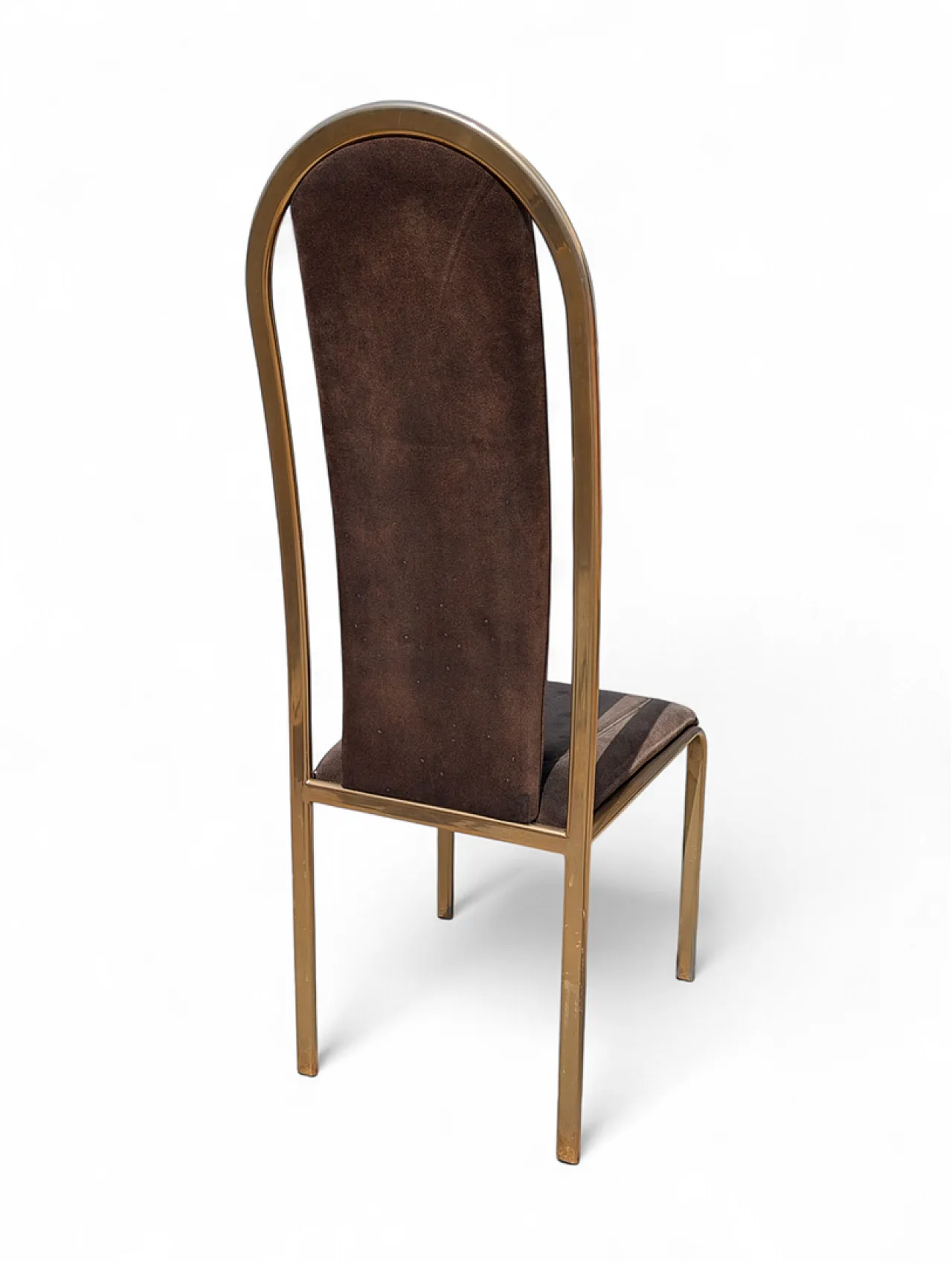 Set of 4 70s fabric and brass chairs 9