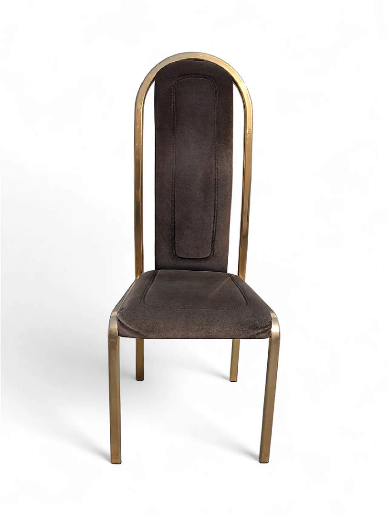 Set of 4 70s fabric and brass chairs 10