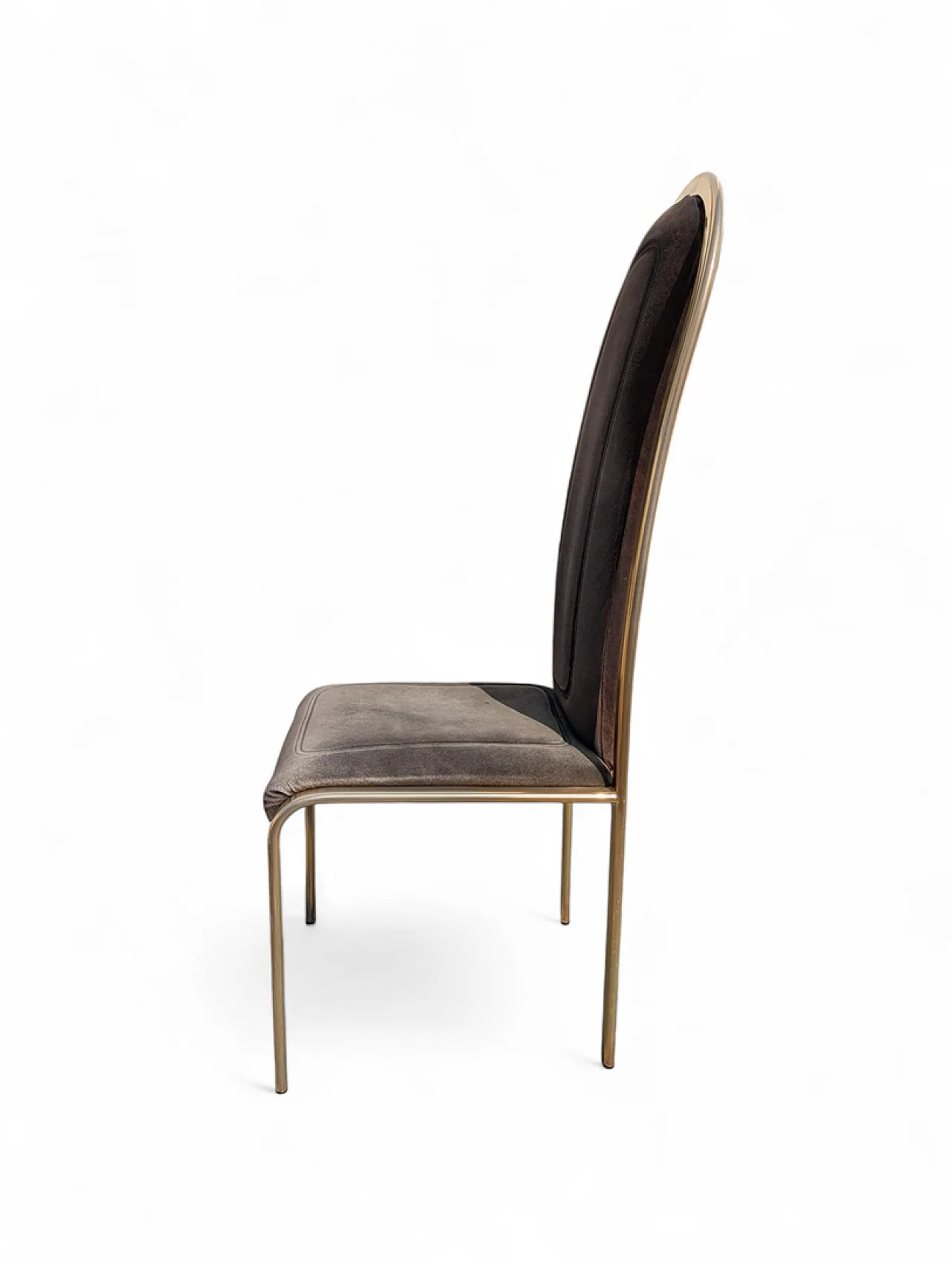 Set of 4 70s fabric and brass chairs 11