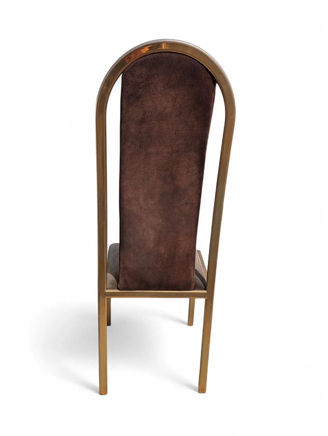 Set of 4 70s fabric and brass chairs 12