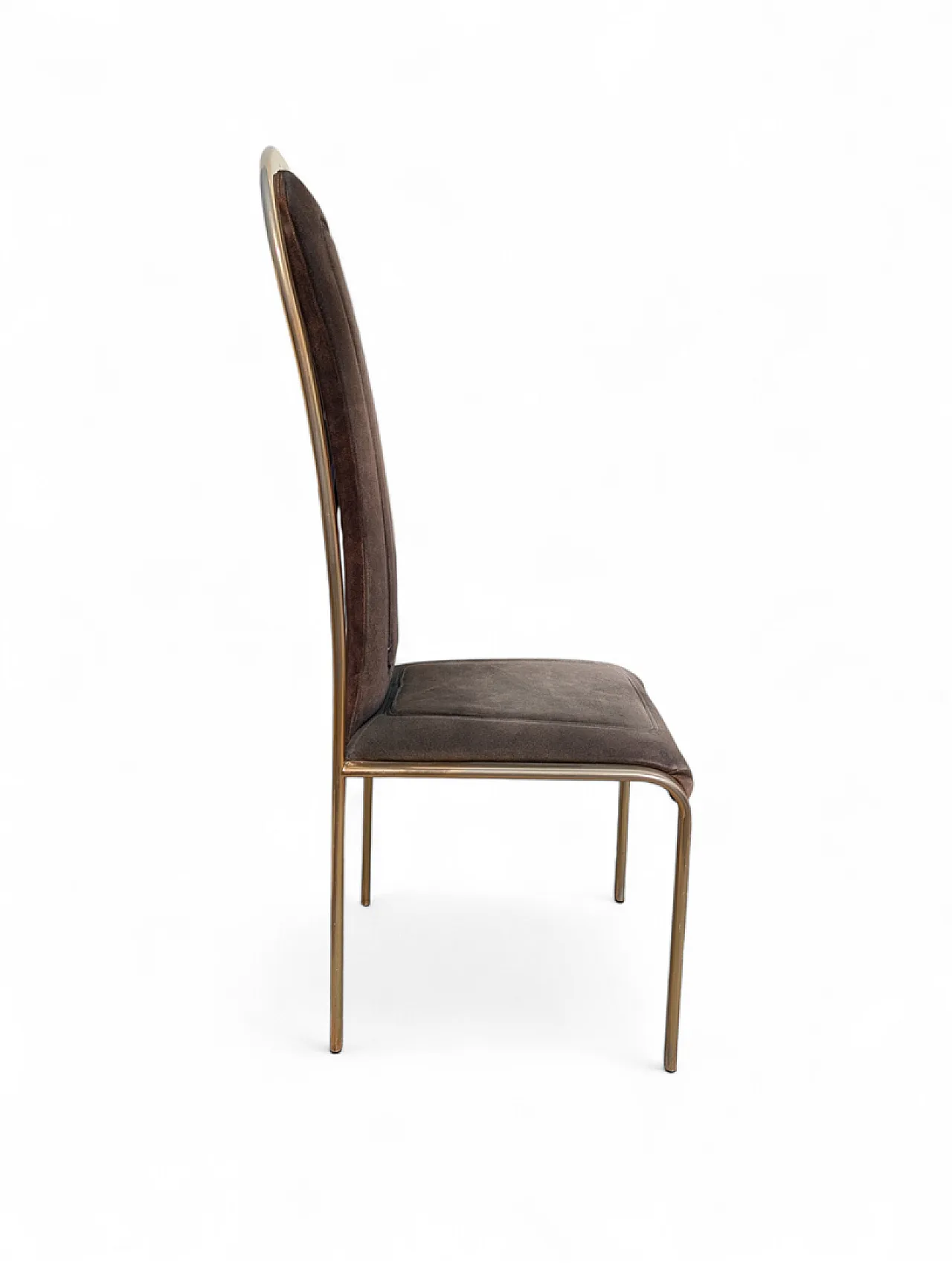 Set of 4 70s fabric and brass chairs 13