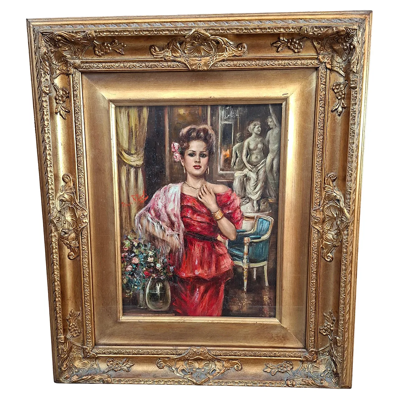 Portrait of a Woman by Franco Rispoli, artist painting, 1970s 1