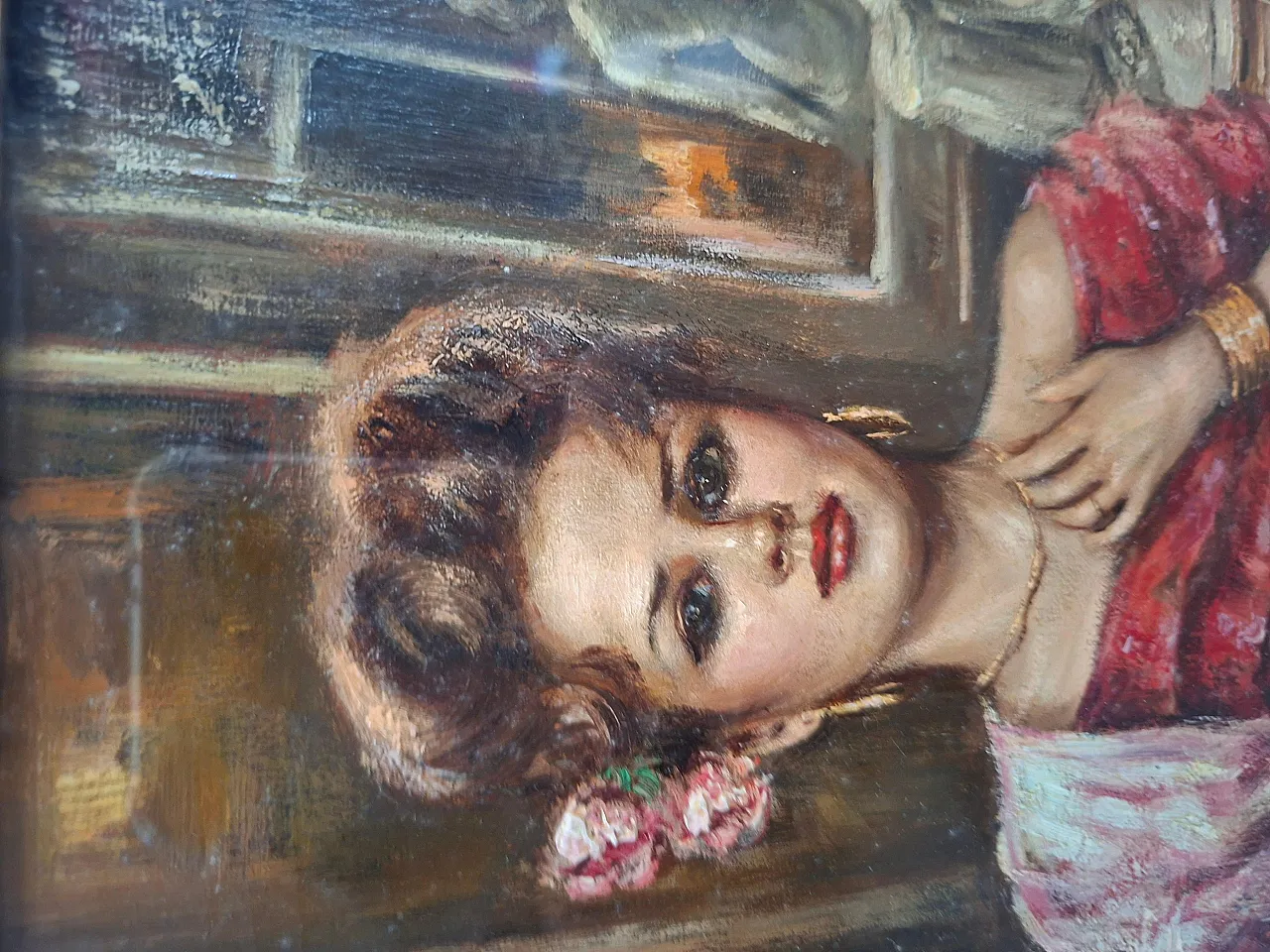 Portrait of a Woman by Franco Rispoli, artist painting, 1970s 3