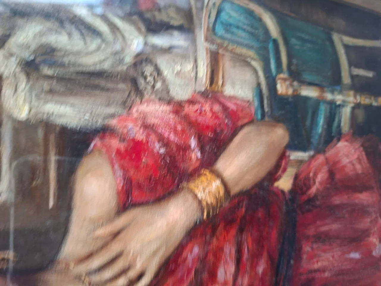 Portrait of a Woman by Franco Rispoli, artist painting, 1970s 8