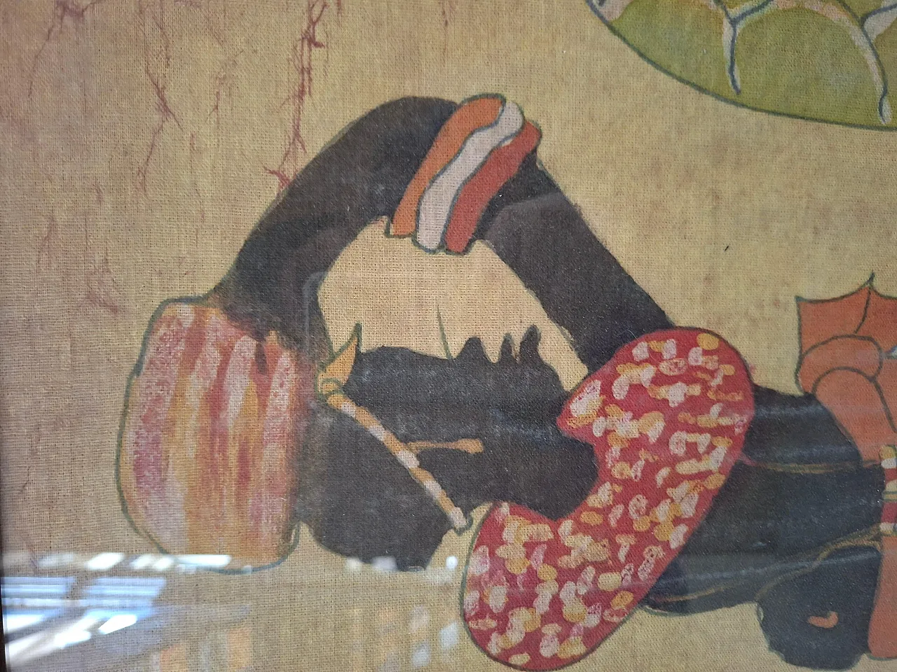 African Batik painting by Hamidi, art on fabric, 20th century 4