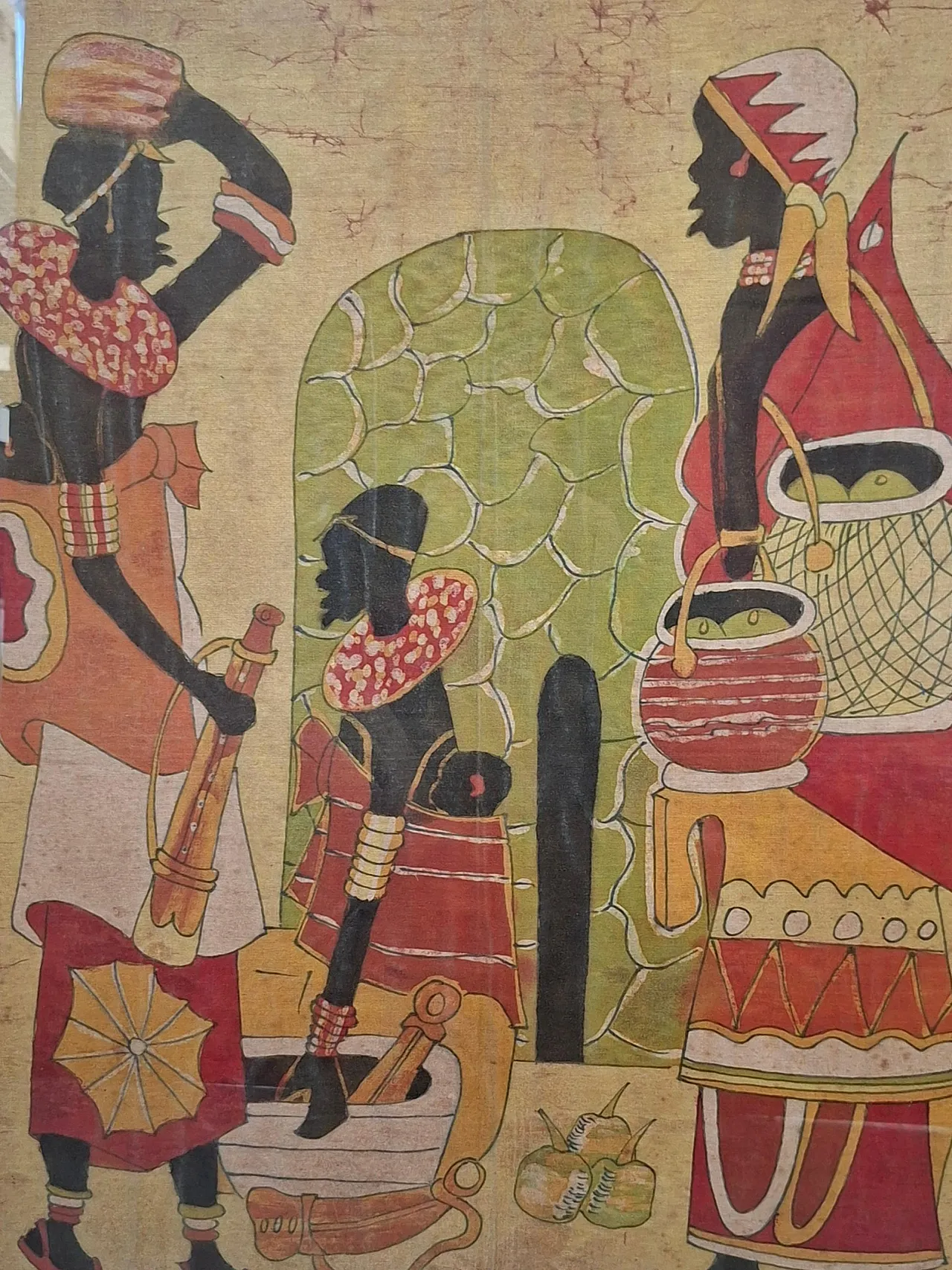 African Batik painting by Hamidi, art on fabric, 20th century 5