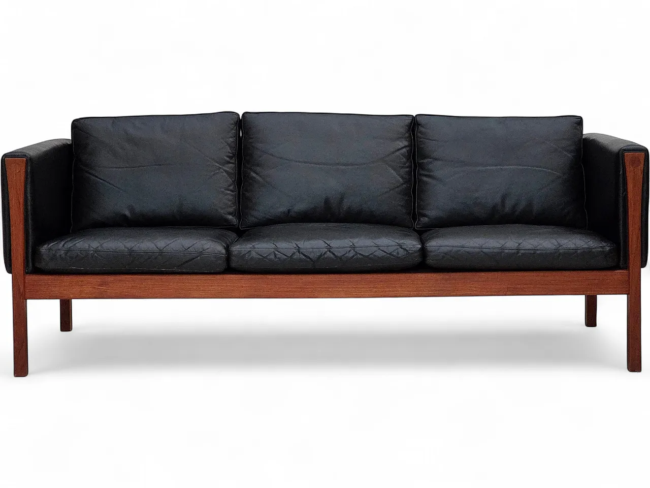 Divano danese di H.J.Wegner, a 3 posti modello CH 163, anni '60 22