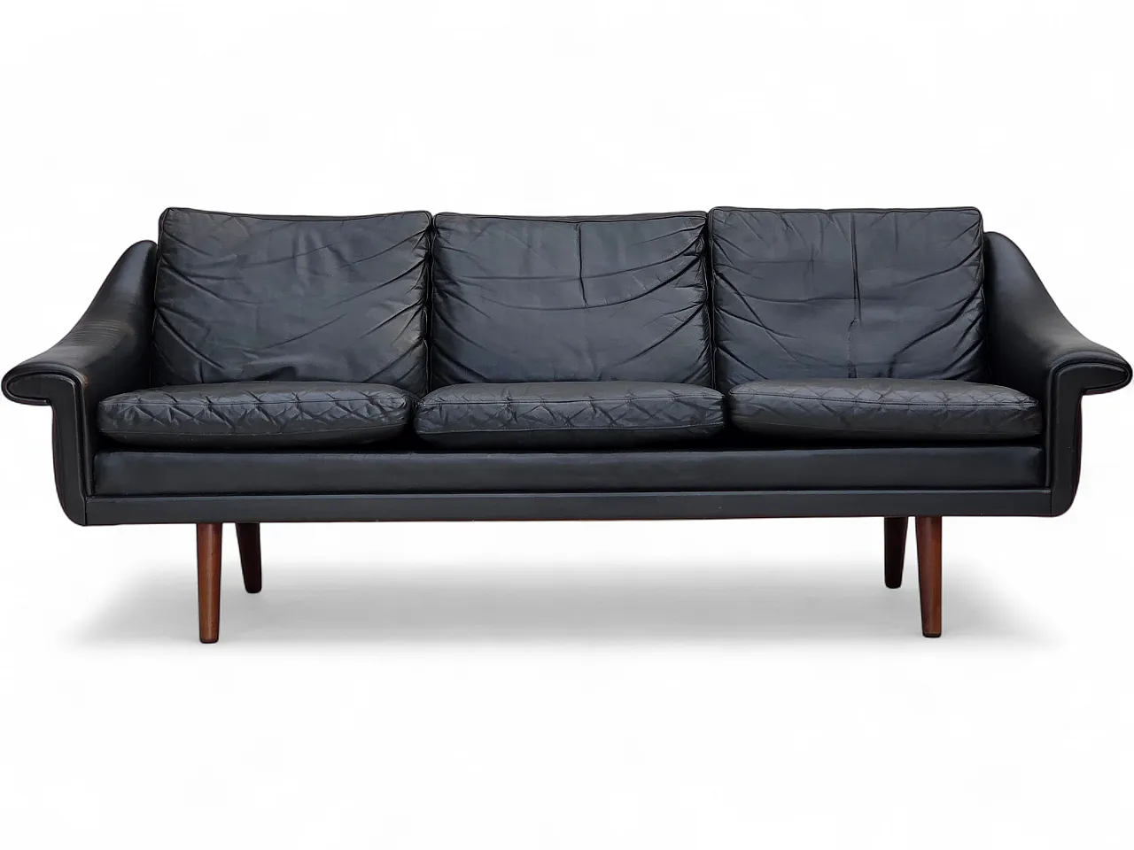 Anni '60, design danese di Aage Christensen, divano a 3 posti, pelle. 20