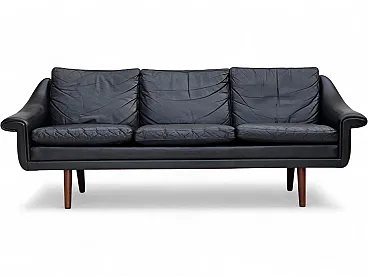 Anni '60, design danese di Aage Christensen, divano a 3 posti, pelle.