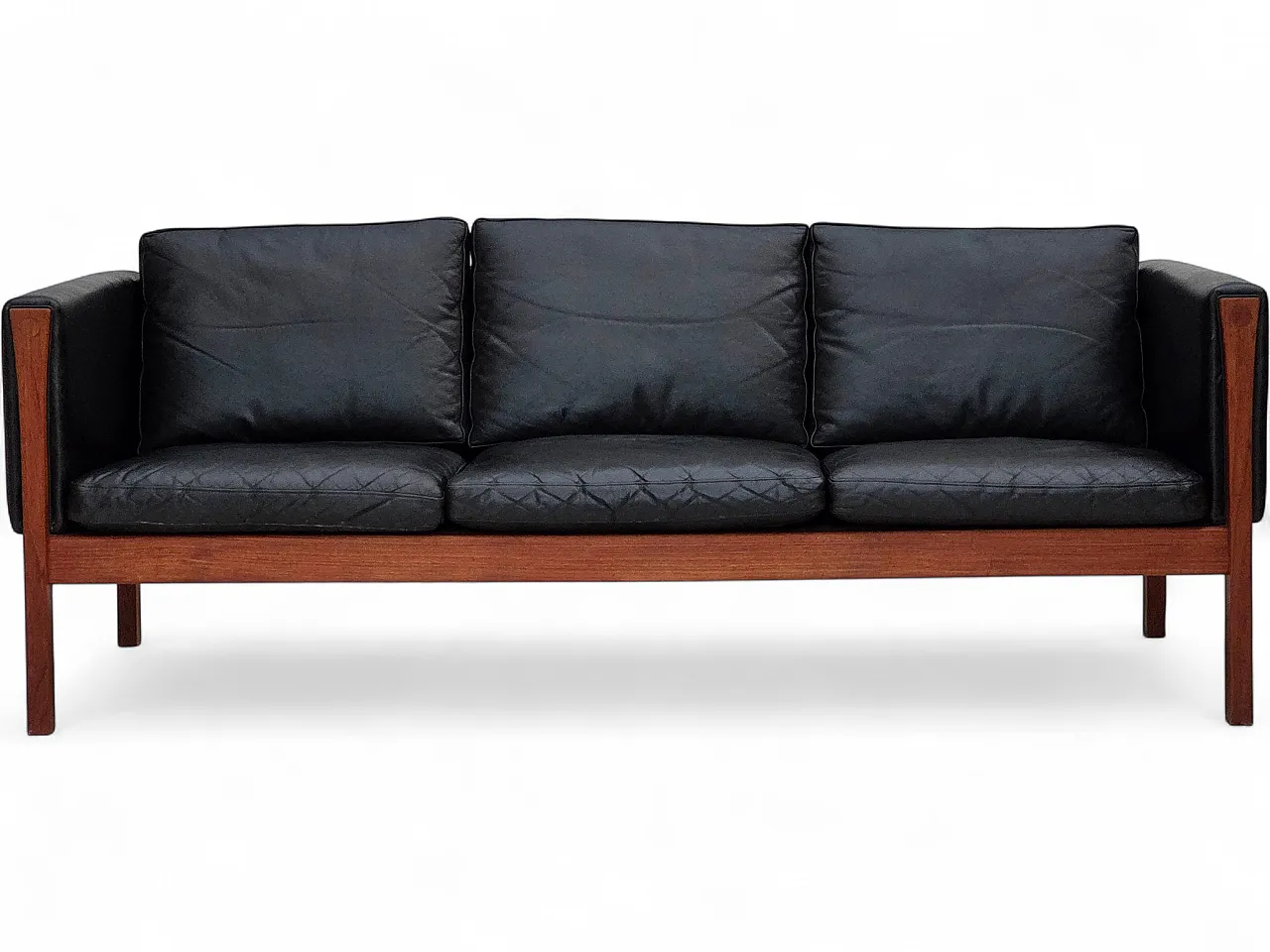 Divano danese di H.J.Wegner, a 3 posti modello CH 163, anni '60 23