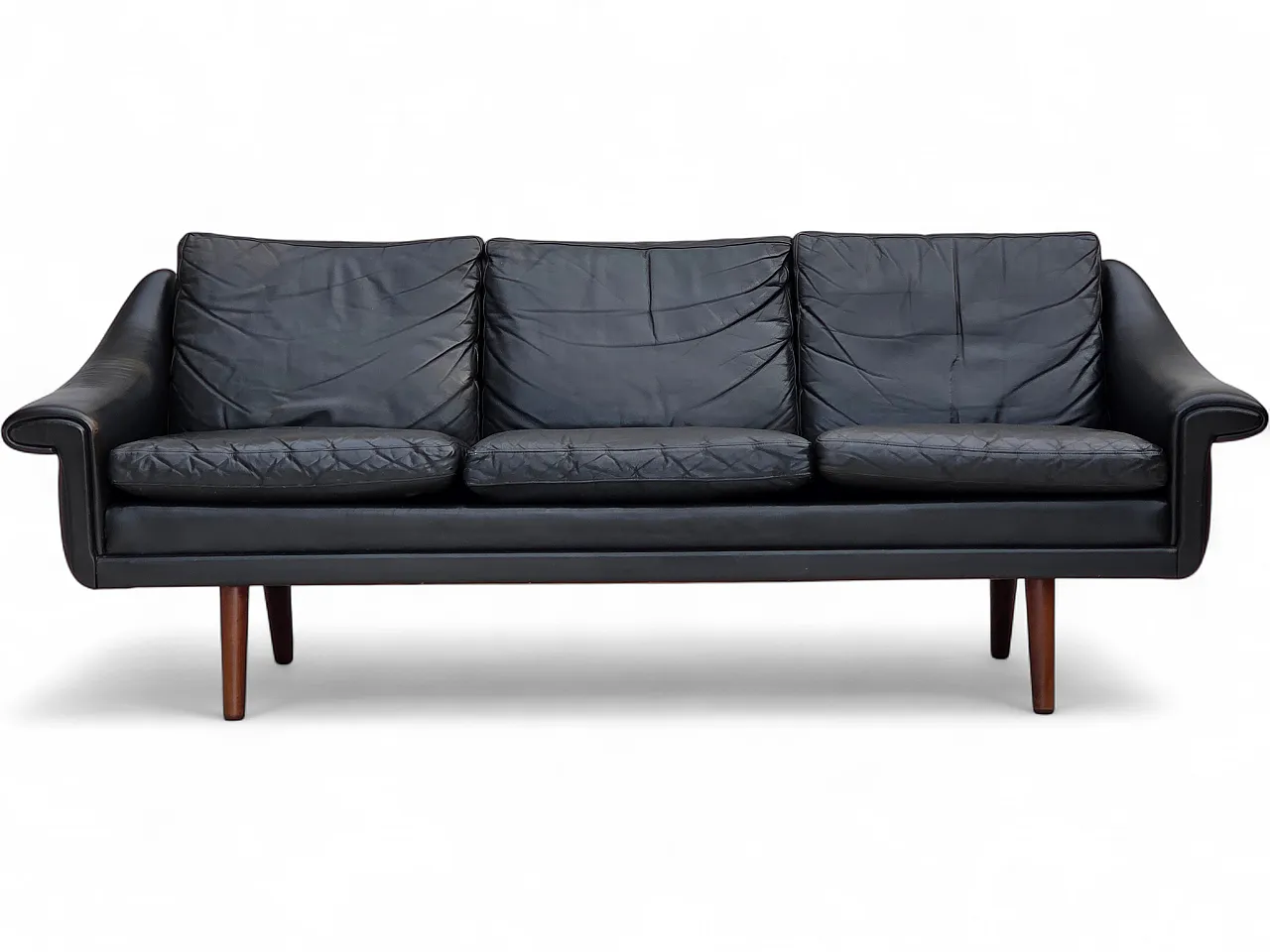 Anni '60, design danese di Aage Christensen, divano a 3 posti, pelle. 21