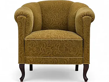 Anni '50, poltrona relax danese, mobili in lana verde chiaro, legno di quercia.