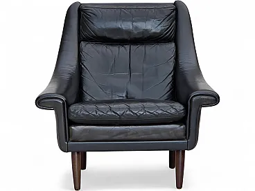 Anni '60, poltrona danese con schienale alto di Aage Christensen, pelle.