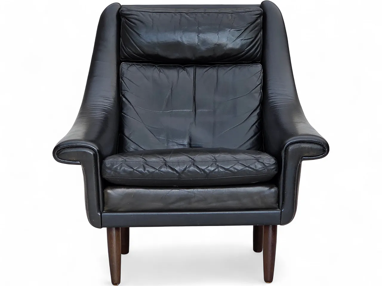 Poltrona danese di Aage Christensen, pelle, Anni '60 19