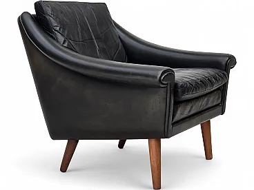 Anni '60, poltrona danese di Aage Christensen, pelle per arredamento.