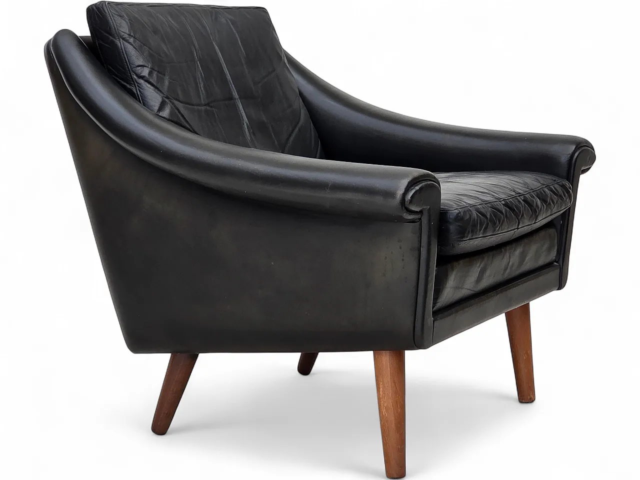 Poltrona danese di Aage Christensen, pelle, anni '60 19