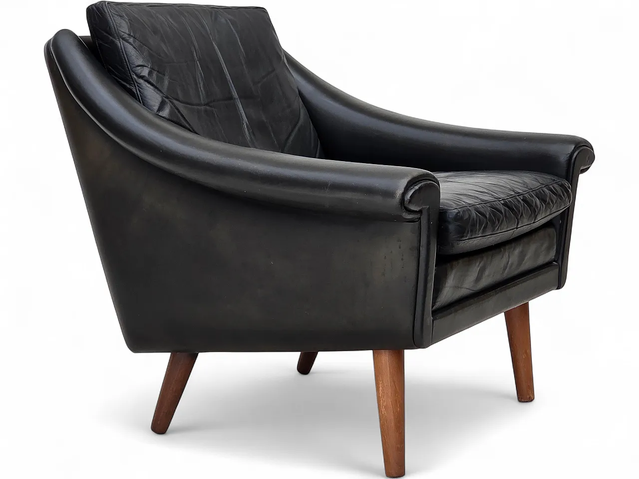 Poltrona danese di Aage Christensen, pelle, anni '60 20