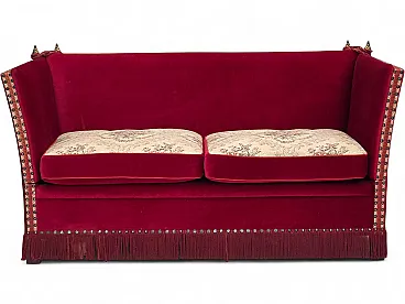 Anni '70, divano danese spagnolo, mobili in velluto, gambe in frassino.