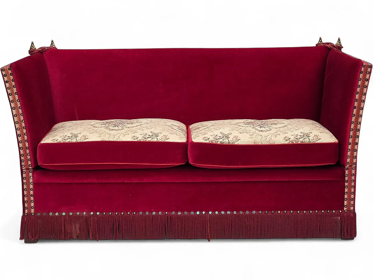 Divano danese spagnolo in velluto, gambe in frassino, anni '70 25