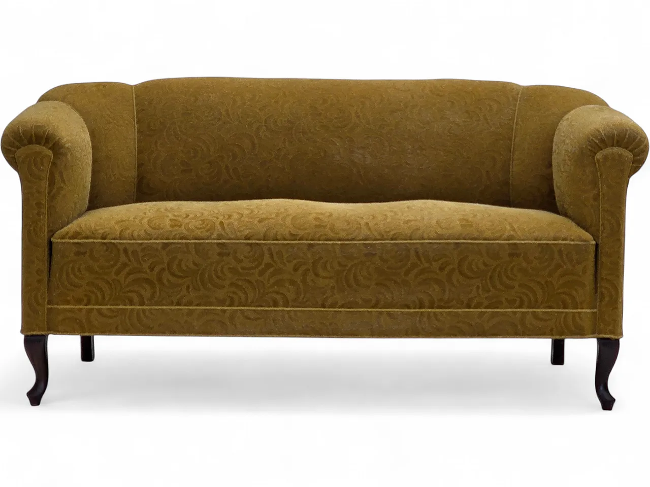 Divano danese a 2 posti, in lana verde, anni '50 21