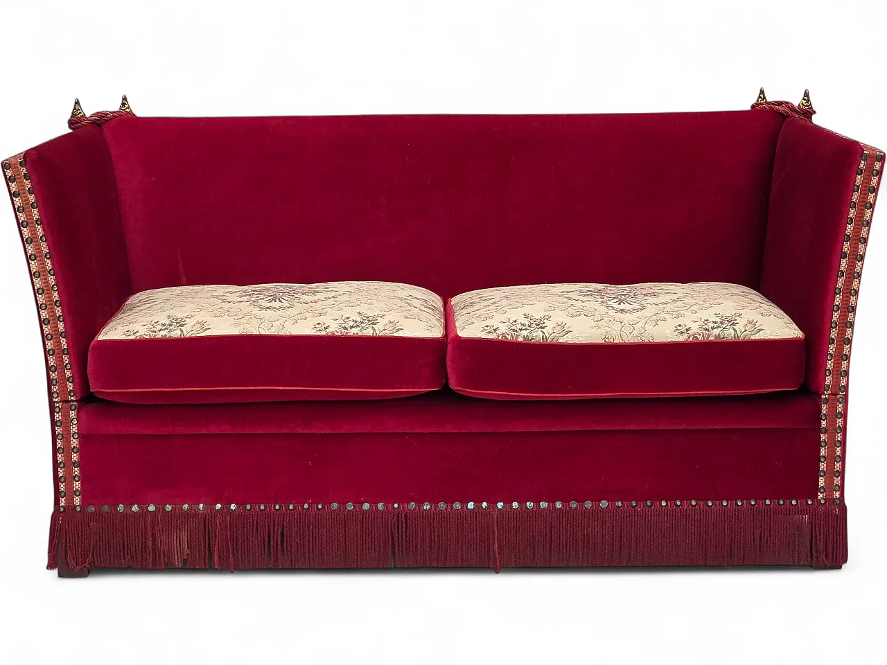 Divano danese spagnolo in velluto, gambe in frassino, anni '70 26