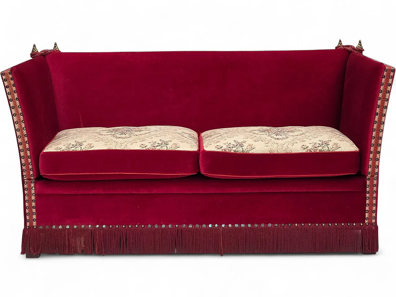 Divano danese spagnolo in velluto, gambe in frassino, anni '70 27