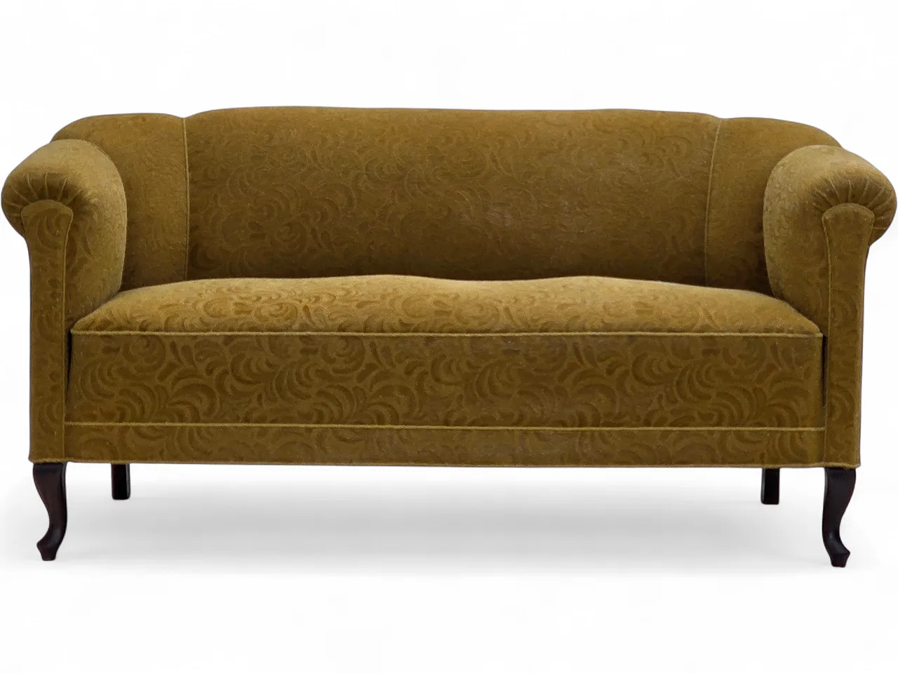 Divano danese a 2 posti, in lana verde, anni '50 22