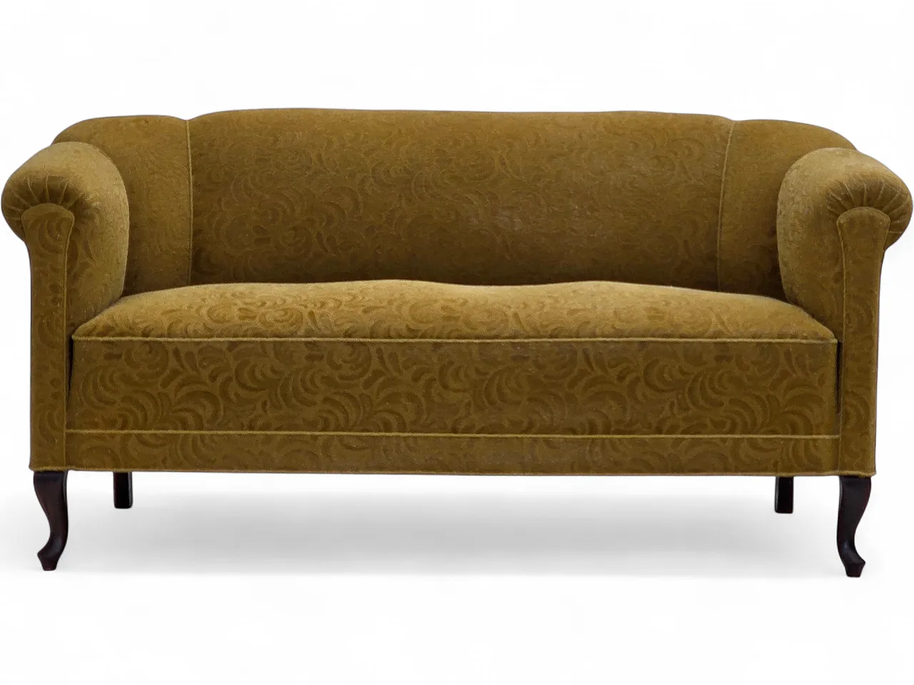 Divano danese a 2 posti, in lana verde, anni '50 23