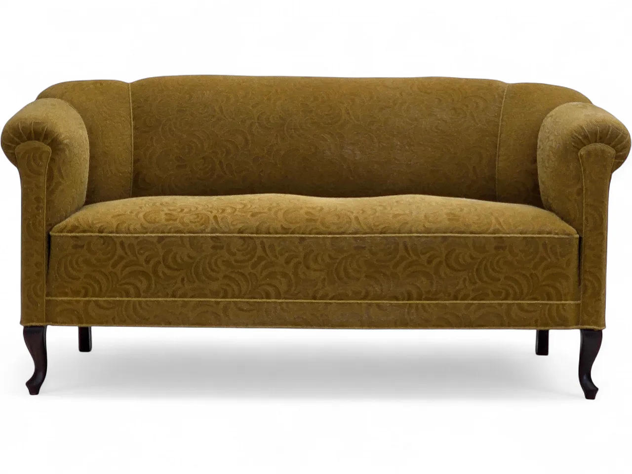 Divano danese a 2 posti, in lana verde, anni '50 24