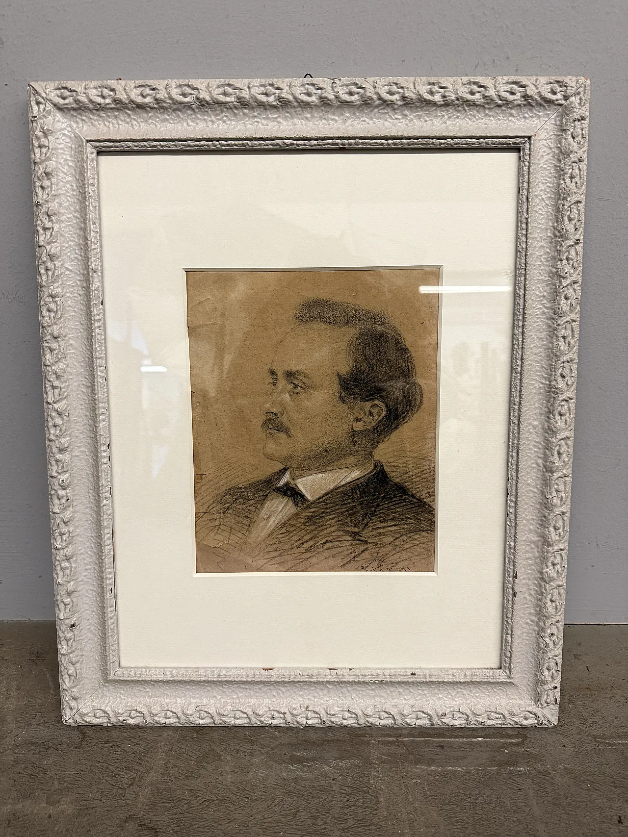 Disegno a carboncino di soggetto Maschi Reims, Francia 1871 1
