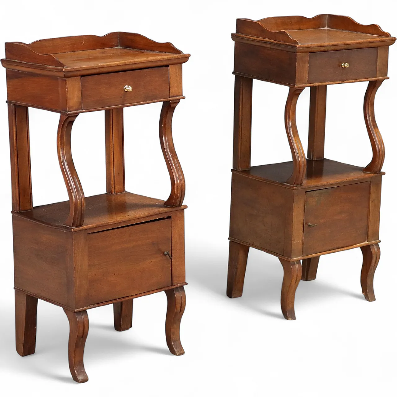 Pair of walnut bedside tables, mid-19th century 11