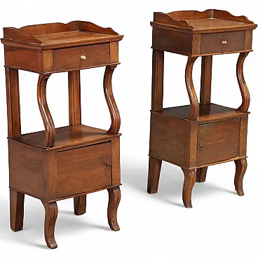Pair of walnut bedside tables, mid-19th century
