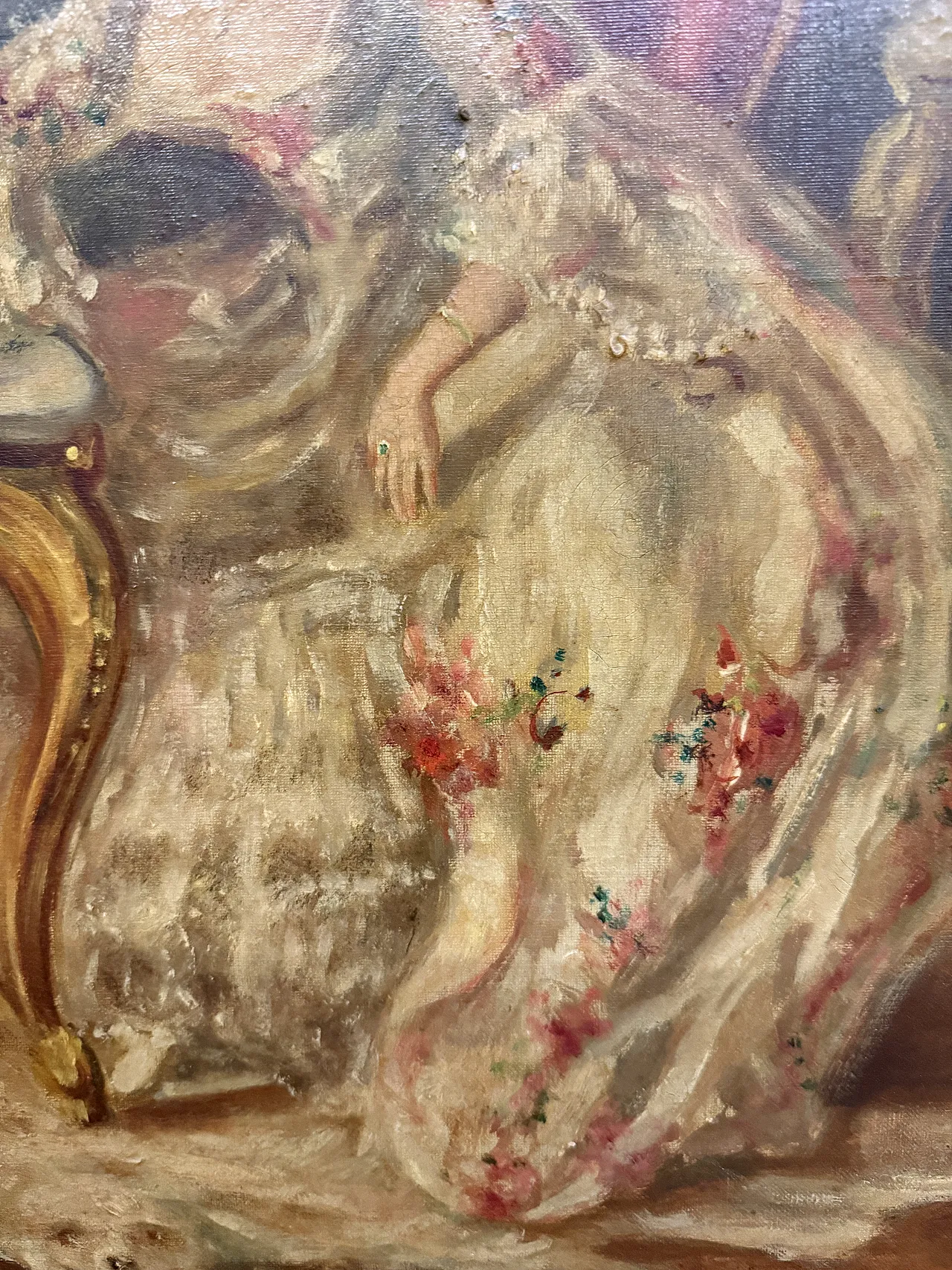 Oil painting on canvas Cardinal and Lady playing chess, Mironi, 1950 7