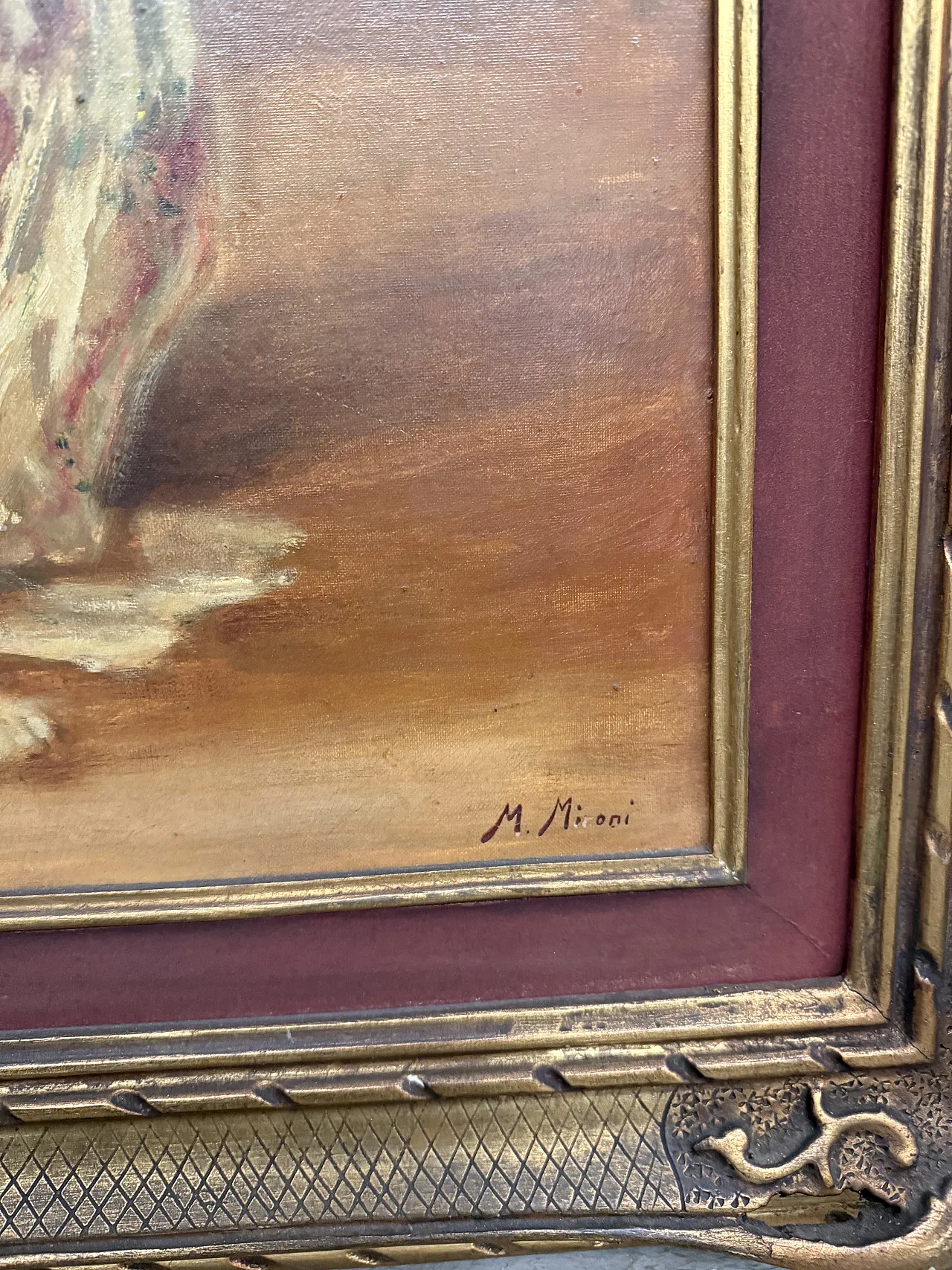 Oil painting on canvas Cardinal and Lady playing chess, Mironi, 1950 8